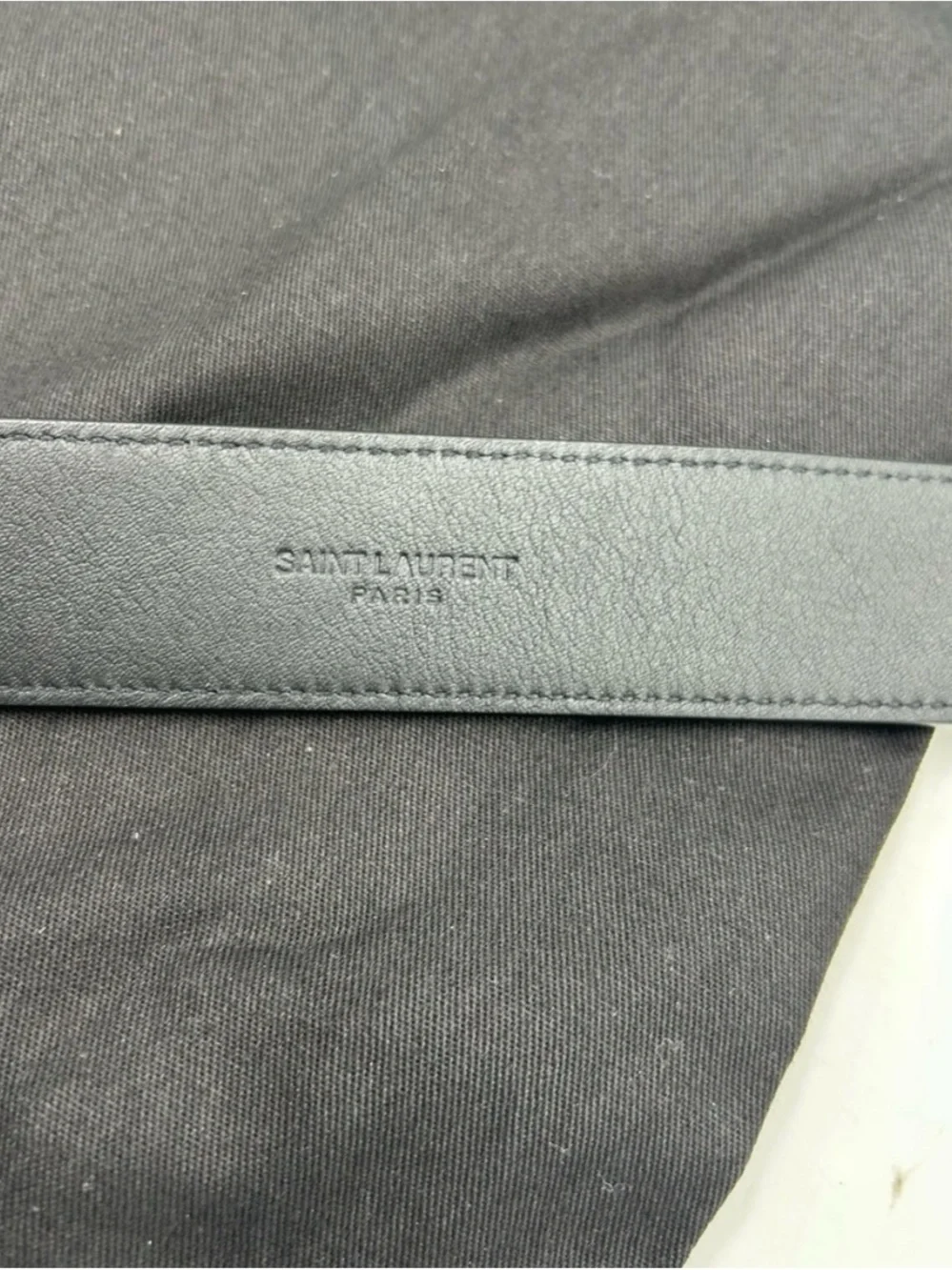 Women's Saint Laurent Black Suede Belt with Gold YSL Logo 80/32 inches